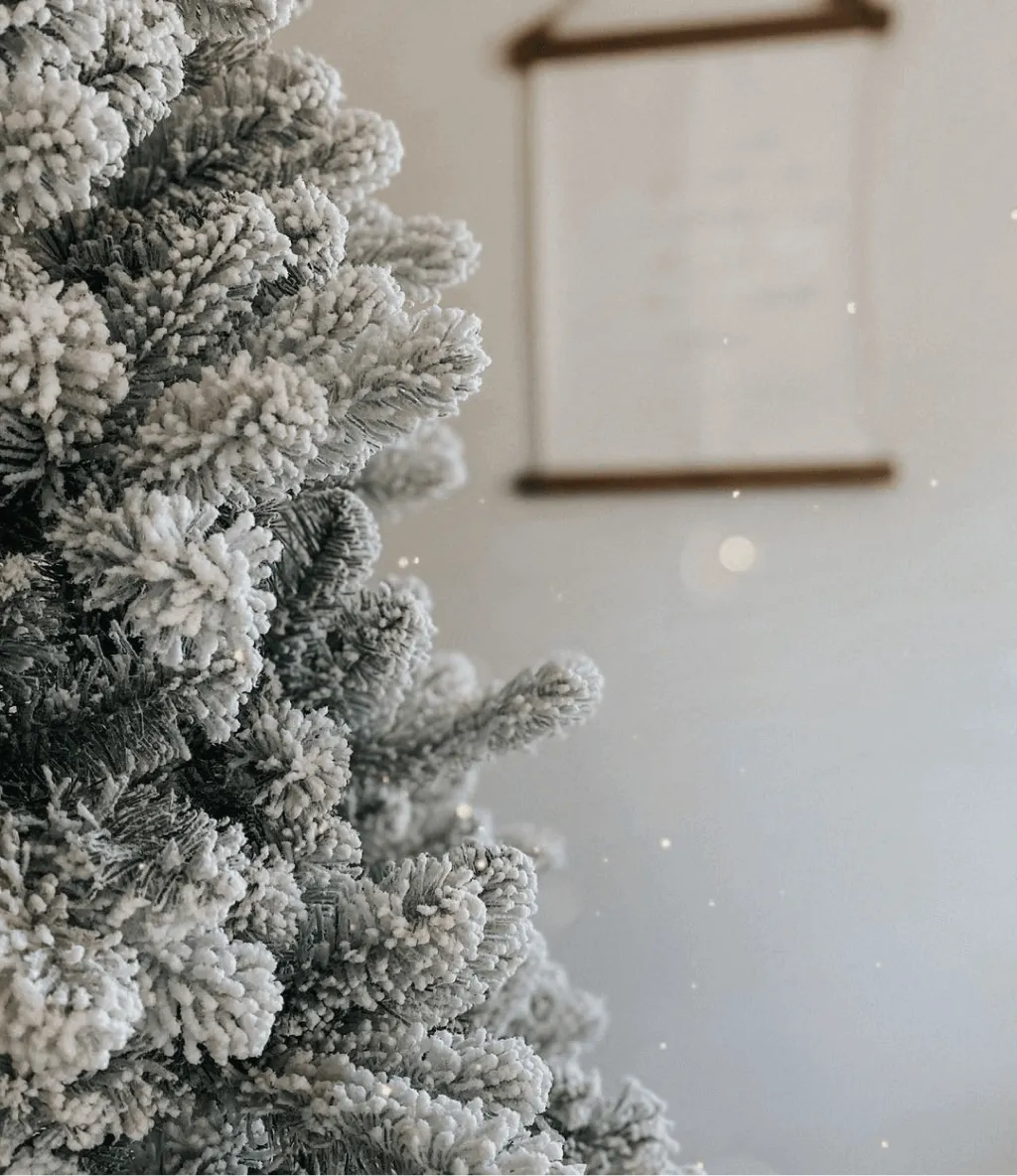 9' King Flock® Slim Artificial Christmas Tree Unlit