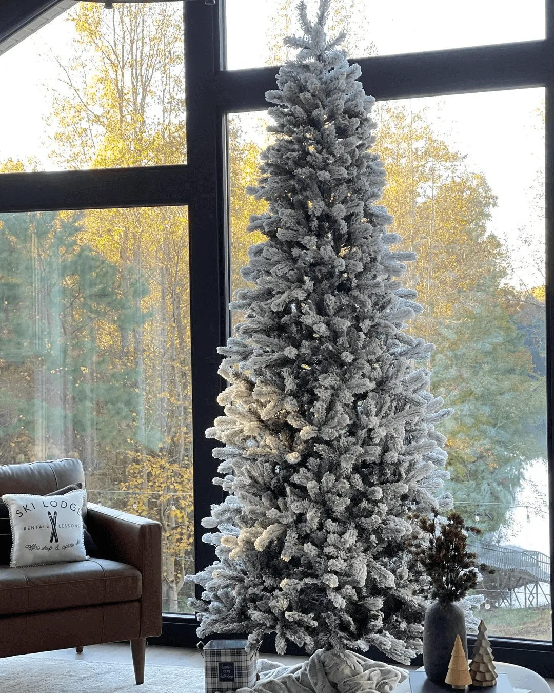 9' King Flock® Slim Artificial Christmas Tree Unlit