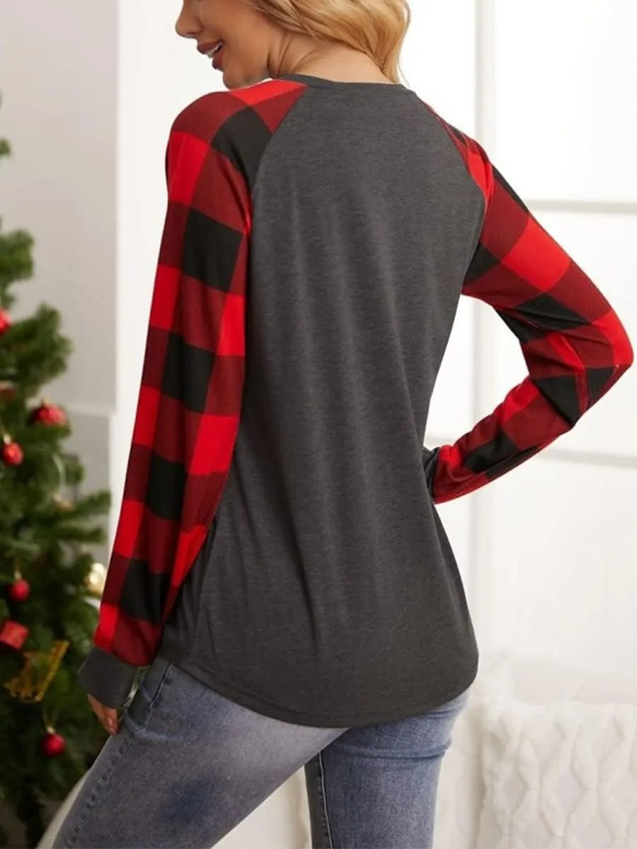 Anbech Womens Christmas Coffee Graphic Tshirt Merry Christmas Long Sleeve Vacation Tops