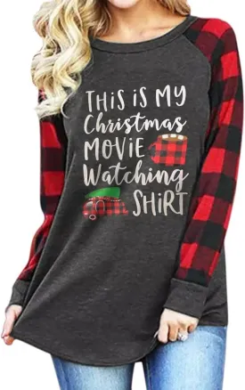 Anbech Womens Christmas Coffee Graphic Tshirt Merry Christmas Long Sleeve Vacation Tops