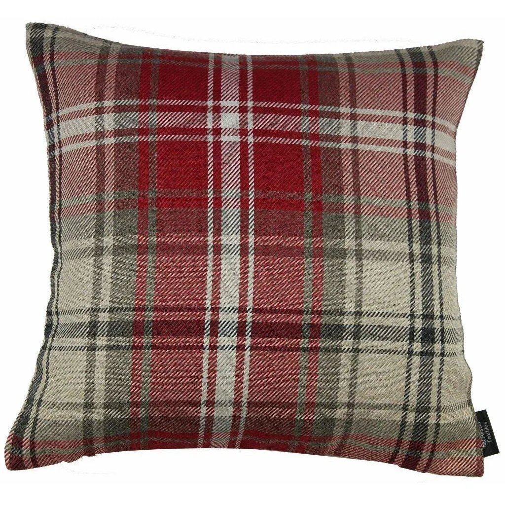 Angus Red   White Tartan Cushion