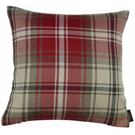 Angus Red   White Tartan Cushion
