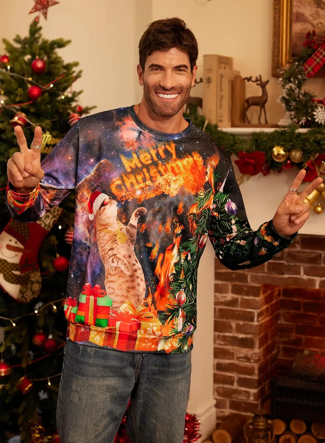 Arvilhill Men's Ugly Christmas Funny Graphic Long Sleeve Unisex Sweatshirt (S-3XL)