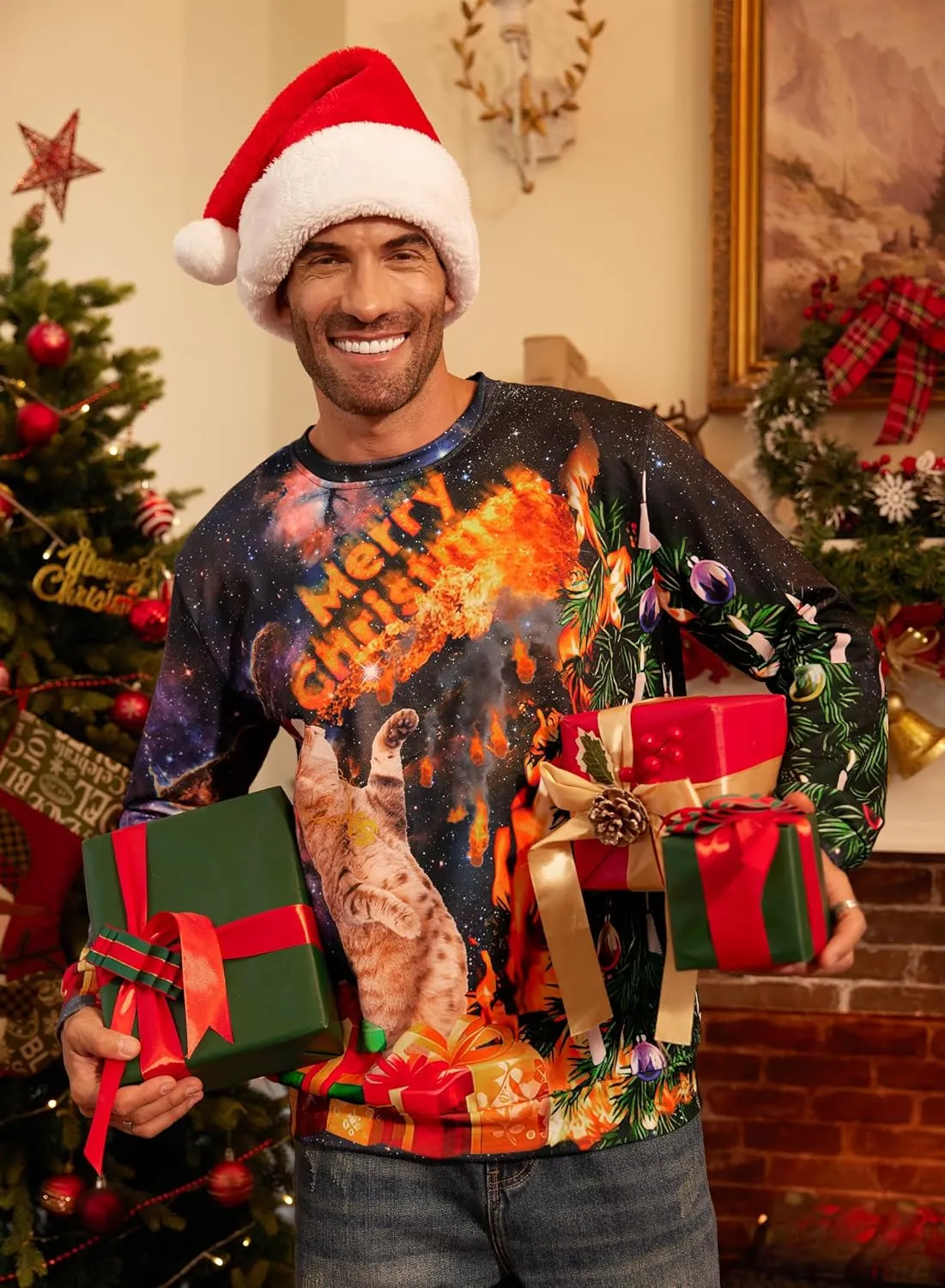 Arvilhill Men's Ugly Christmas Funny Graphic Long Sleeve Unisex Sweatshirt (S-3XL)