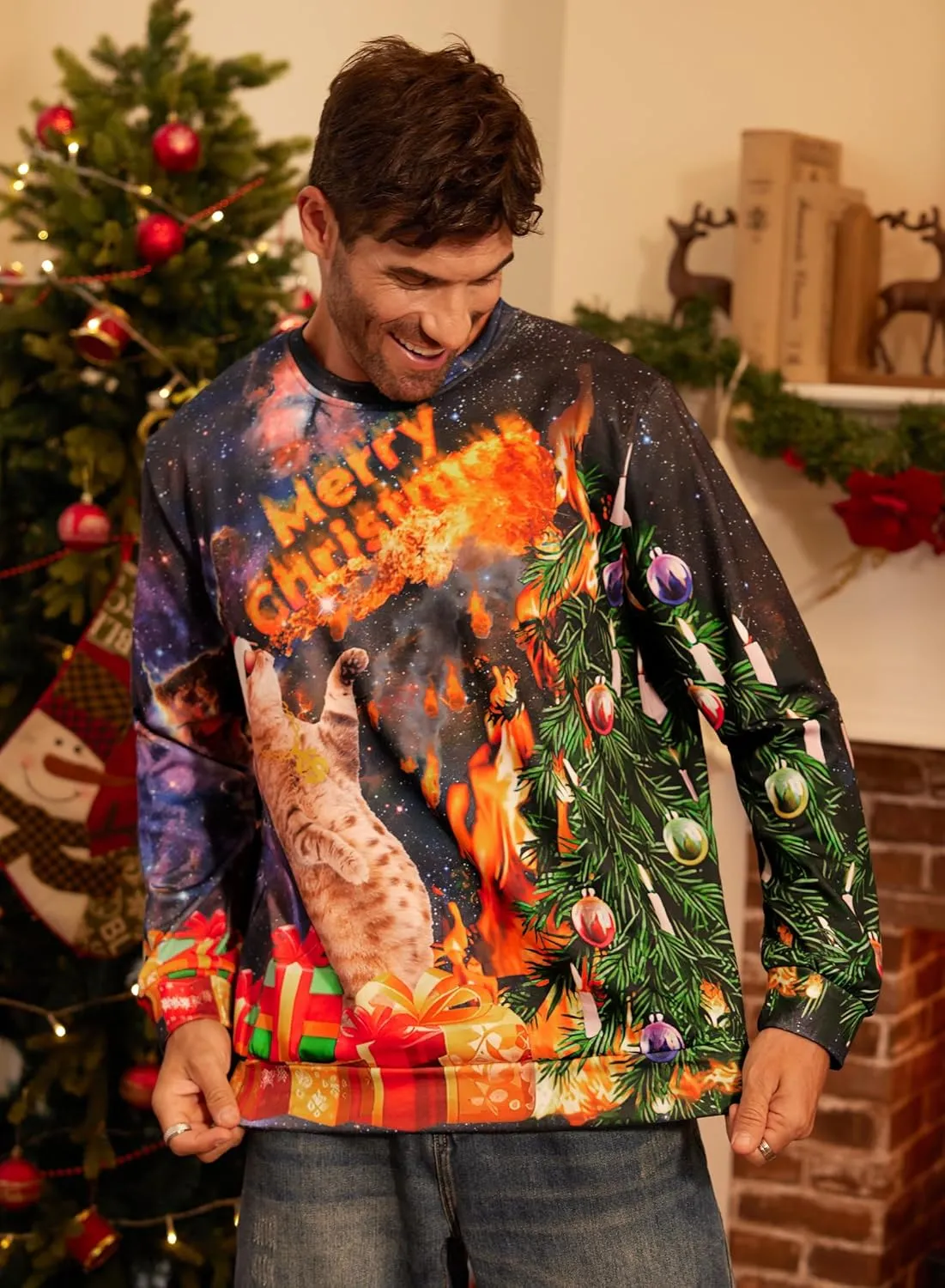 Arvilhill Men's Ugly Christmas Funny Graphic Long Sleeve Unisex Sweatshirt (S-3XL)