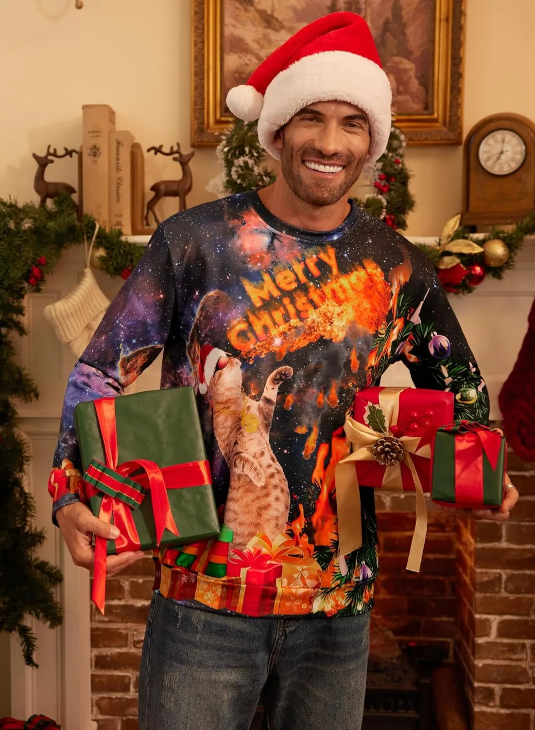 Arvilhill Men's Ugly Christmas Funny Graphic Long Sleeve Unisex Sweatshirt (S-3XL)
