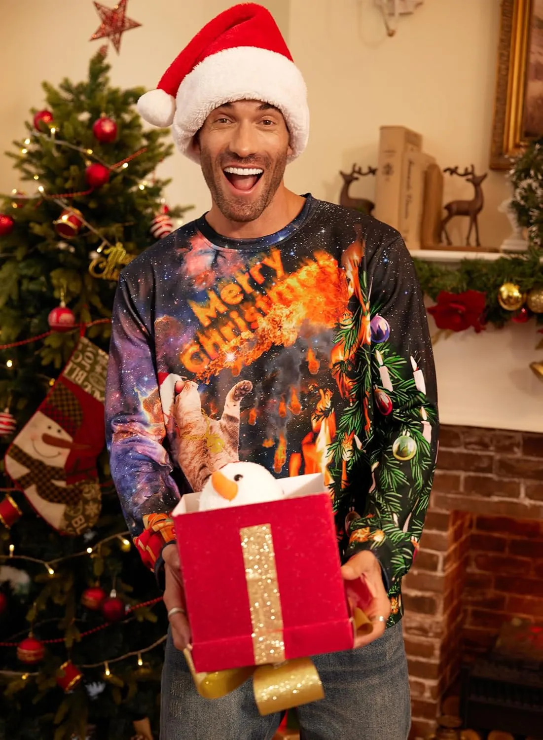 Arvilhill Men's Ugly Christmas Funny Graphic Long Sleeve Unisex Sweatshirt (S-3XL)