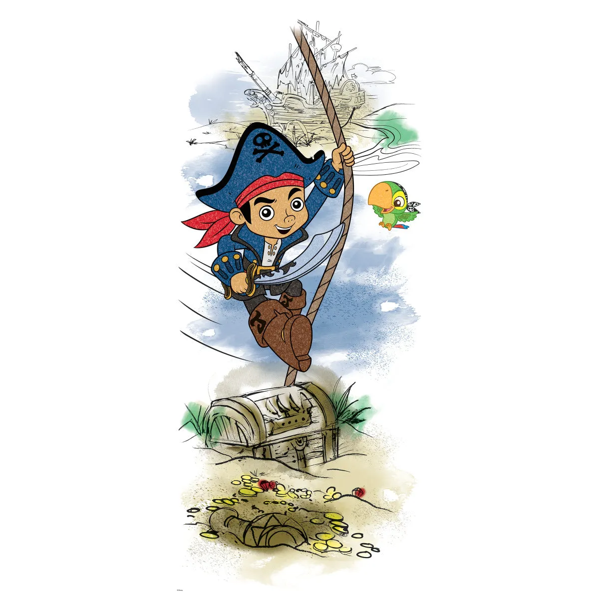 CAPTAIN JAKE & THE NEVER LAND PIRATES TREASURE PEEL AND STICK GIANT WALL GRAPHIC