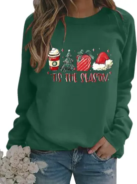 Christmas Sweatshirts for Women Christmas Graphic Long Sleeve Shirt Xmas Holiday Crewneck Pullover Tops