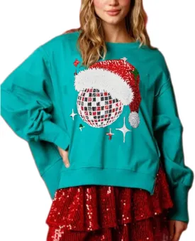 Christmas Sweatshirts Sequin Women Y2k Oversized Graphic Long Sleeve Sweater Holiday Merry Xmas Shirts Pullover Tops