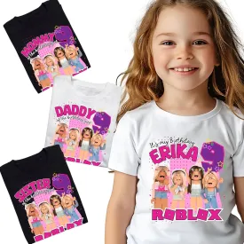 Custom Birthday Family Matching Shirts Family Personalized Shirts Robux Characters Birthday T-shirts video games birthday t-shirt, Blocks birthday girl shirt Camiseta personalizada de Video Juegos