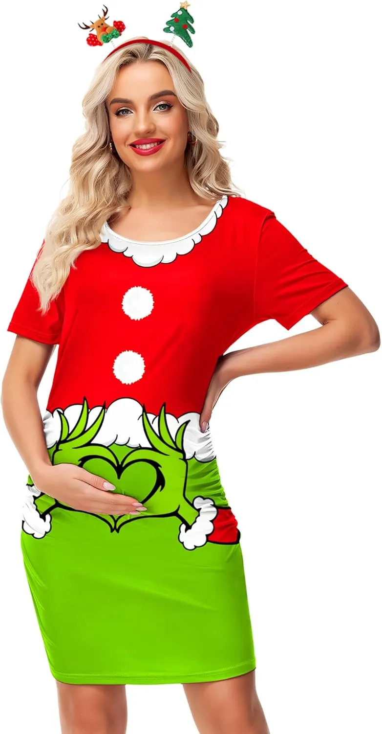 Deerose Womens Christmas Maternity Costume Pregnant Dress Xmas Party Outfit