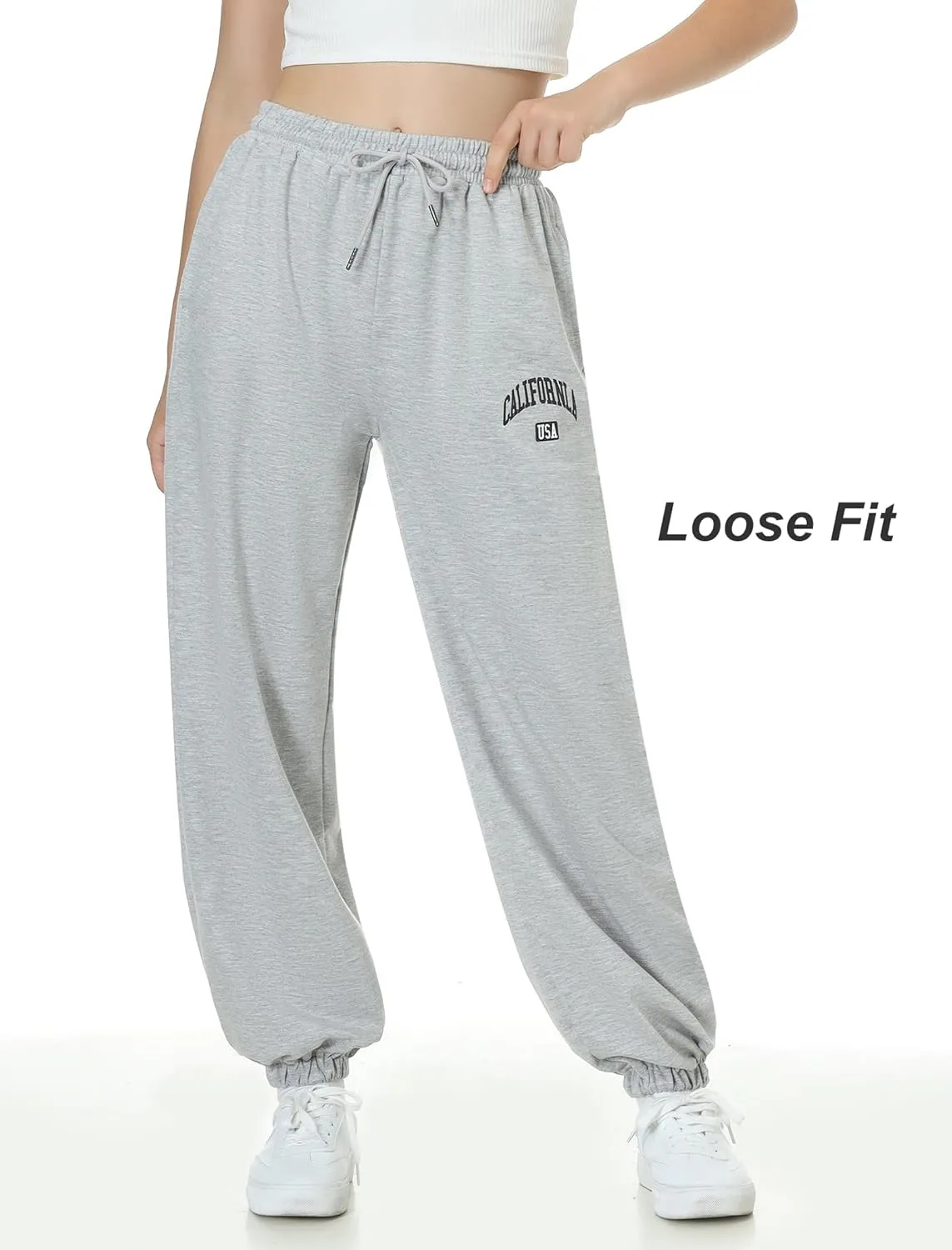 EXARUS 3 Pack Girls Sweatpants Joggers Sweat Pants Letter Graphic Print with Pockets High Waisted Cute Pants