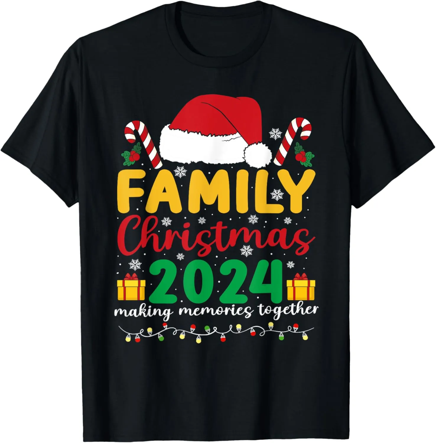 Family Christmas 2024 Funny Matching Holiday Xmas Lights T-Shirt