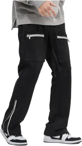 Faux Suede Sweatpants Women Flare Dancing Joggers Men's Patchwork Streetwear Trousers