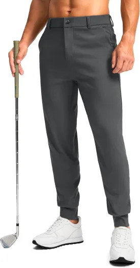 G Gradual Men's Golf Joggers Pants 4 Pockets with Belt Loops Stretch Slim Fit Joggers for Men Casual Travel Work (Deep Grey, Medium)