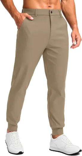 G Gradual Men's Golf Joggers Pants 4 Pockets with Belt Loops Stretch Slim Fit Joggers for Men Casual Travel Work (Khaki, Small)