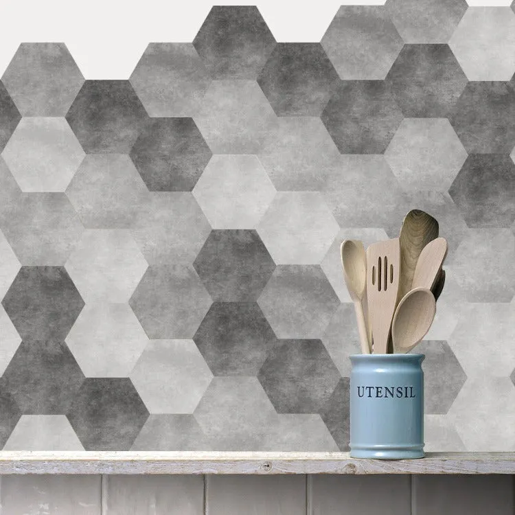 Hexagon Tile Floor Decal | Grey