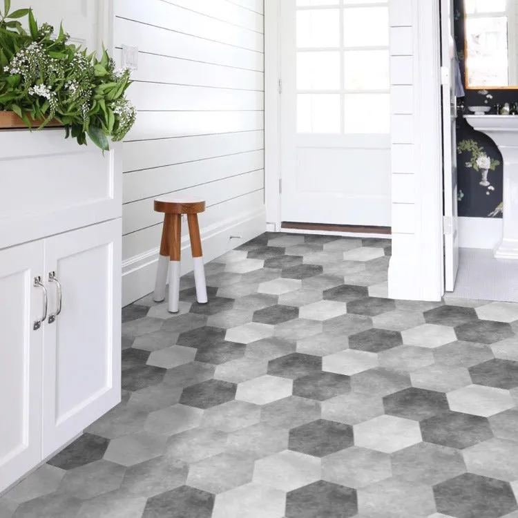 Hexagon Tile Floor Decal | Grey