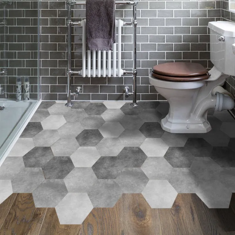Hexagon Tile Floor Decal | Grey