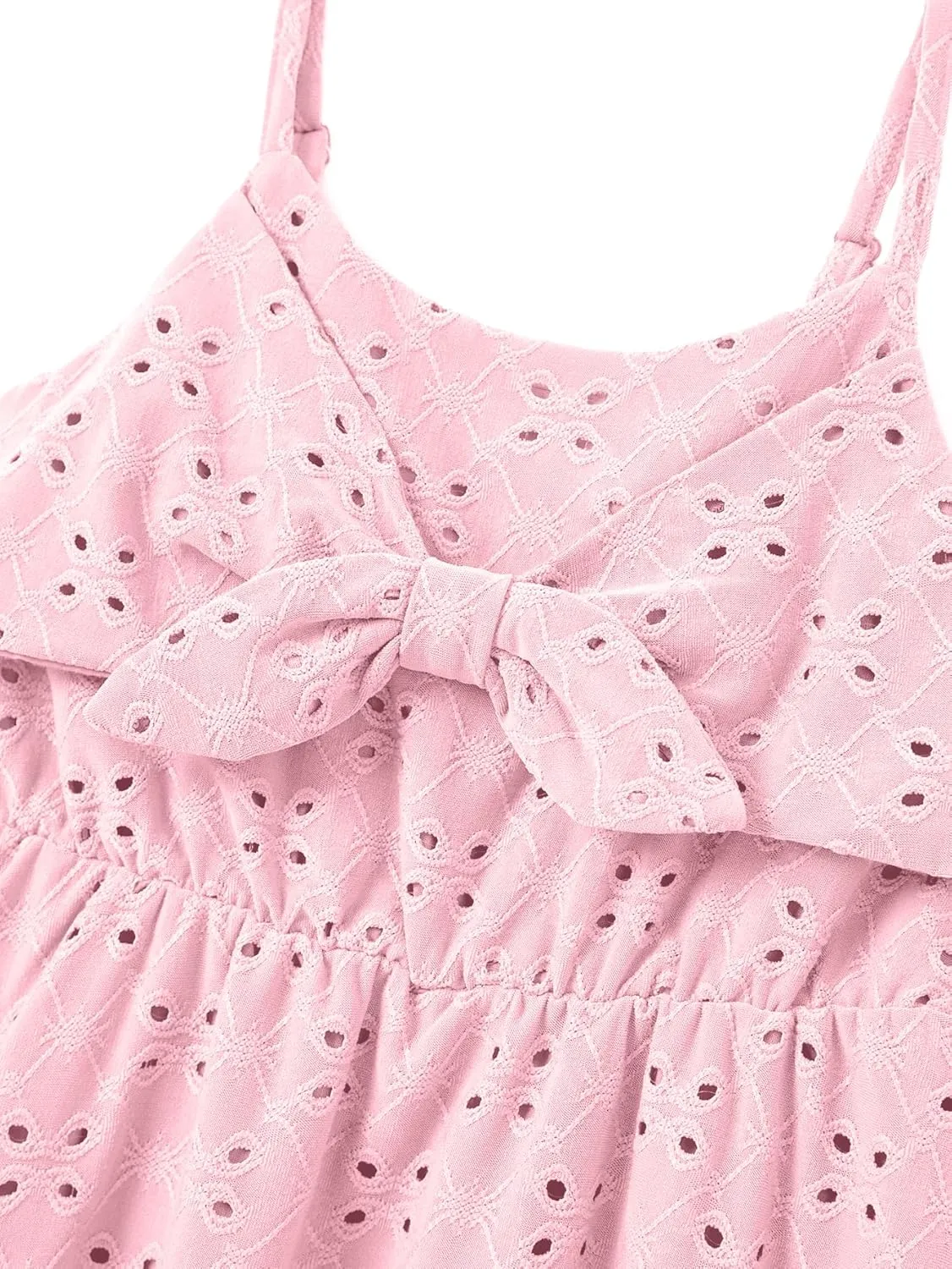 IFFEI Mommy and Me Matching Dresses Womens Eyelet Lace Midi Sundress Sleeveless Summer Dress for Casual Holiday Outfits