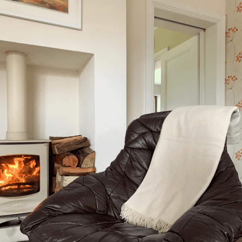 Lambswool Throw - Linen Herringbone