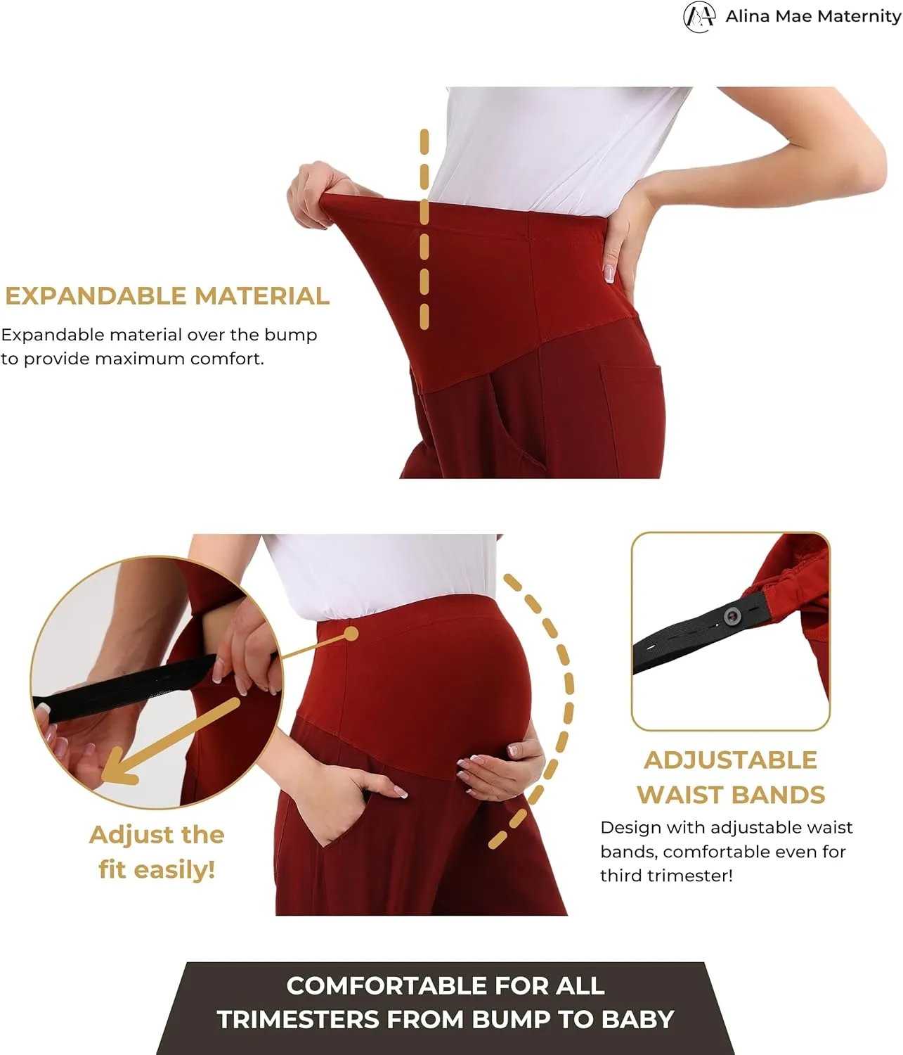 Maternity Scrub Jogger Pants for Women Pregnant Doctor Uniform Pant Nurse Scrub w/ 6 Pockets