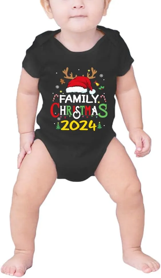 Merry and Bright Shirt Christmas T-Shirts for Family Couple Outfit Tee Christmas Top Parent-Child Short Sleeves