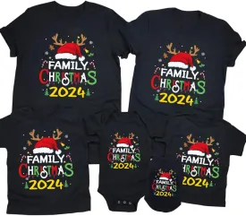 Merry and Bright Shirt Christmas T-Shirts for Family Couple Outfit Tee Christmas Top Parent-Child Short Sleeves