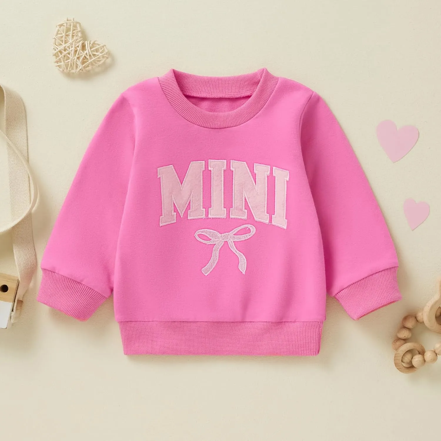Mommy and Me Letter Print Matching Family Outfits Long Sleeve Crewneck Casual Sweatshirt T-Shirt