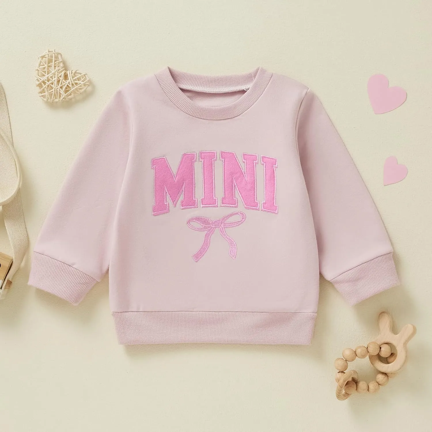 Mommy and Me Letter Print Matching Family Outfits Long Sleeve Crewneck Casual Sweatshirt T-Shirt