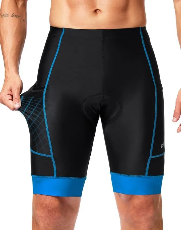Padded Bike Shorts for Men 4D Cycling Road Riding Biking Padding Bicycle Shorts with Phone Pockets