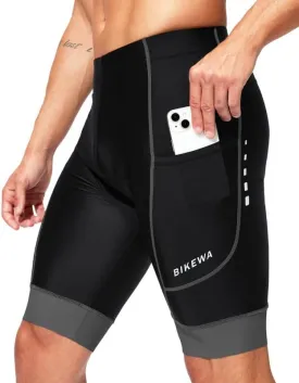 Padded Bike Shorts for Men 4D Cycling Road Riding Biking Padding Bicycle Shorts with Phone Pockets