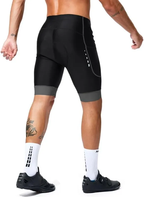 Padded Bike Shorts for Men 4D Cycling Road Riding Biking Padding Bicycle Shorts with Phone Pockets