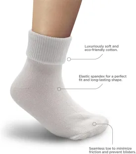 PICCOLO HOSIERY 6 Pairs Boys & Girls Cotton Ankle Socks  Triple Roll Cuff, School Uniform