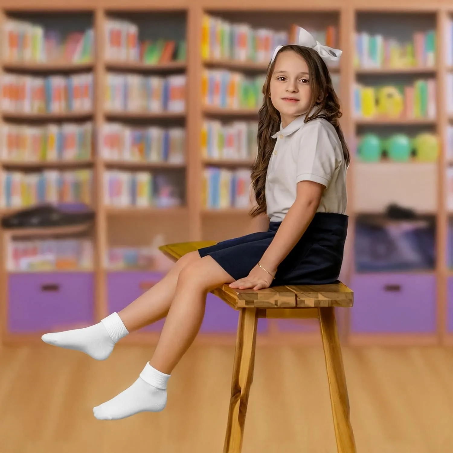 PICCOLO HOSIERY 6 Pairs Boys & Girls Cotton Ankle Socks  Triple Roll Cuff, School Uniform
