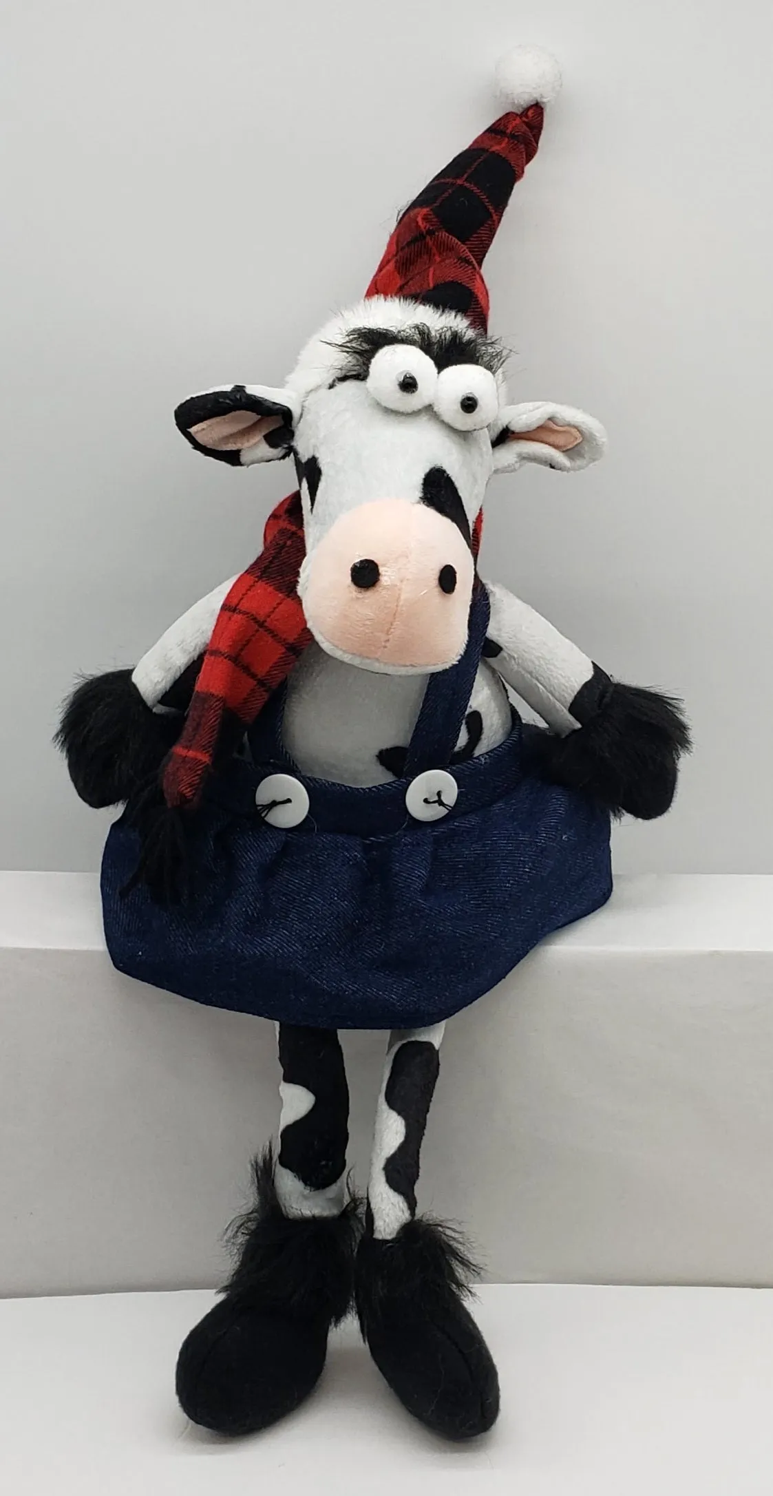 Santa Hat Country Cow Christmas Decoration