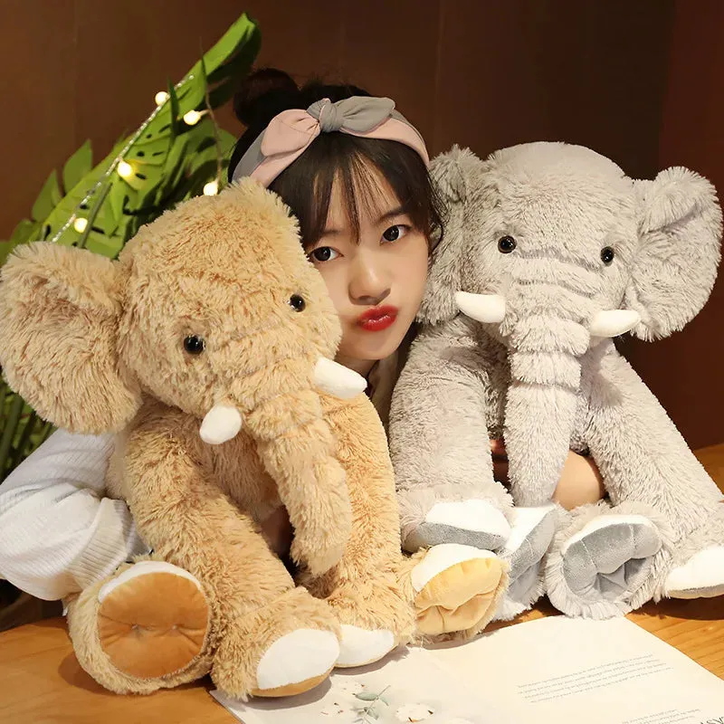 SINOTAO  -  Elephant Plush Toys Kawaii Kids Toys Fluffy Elephant Pillow Stuffed Cartoon Animal Baby Doll Children Christmas Birthday Gift