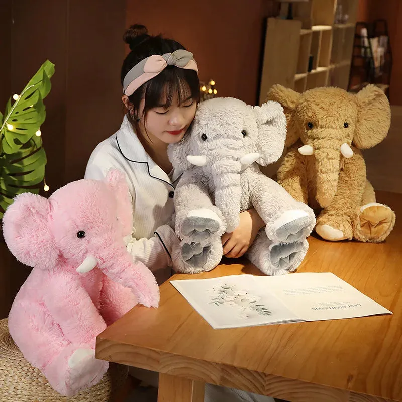 SINOTAO  -  Elephant Plush Toys Kawaii Kids Toys Fluffy Elephant Pillow Stuffed Cartoon Animal Baby Doll Children Christmas Birthday Gift