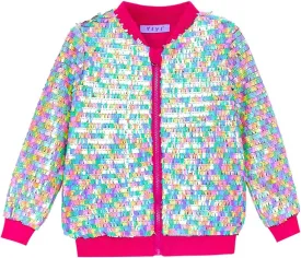 YIYI Girls Jackets Sequin Bomber Glitter Sparkly Varsity Kids Shiny Trendy Birthday Party Clothes Halloween Christmas