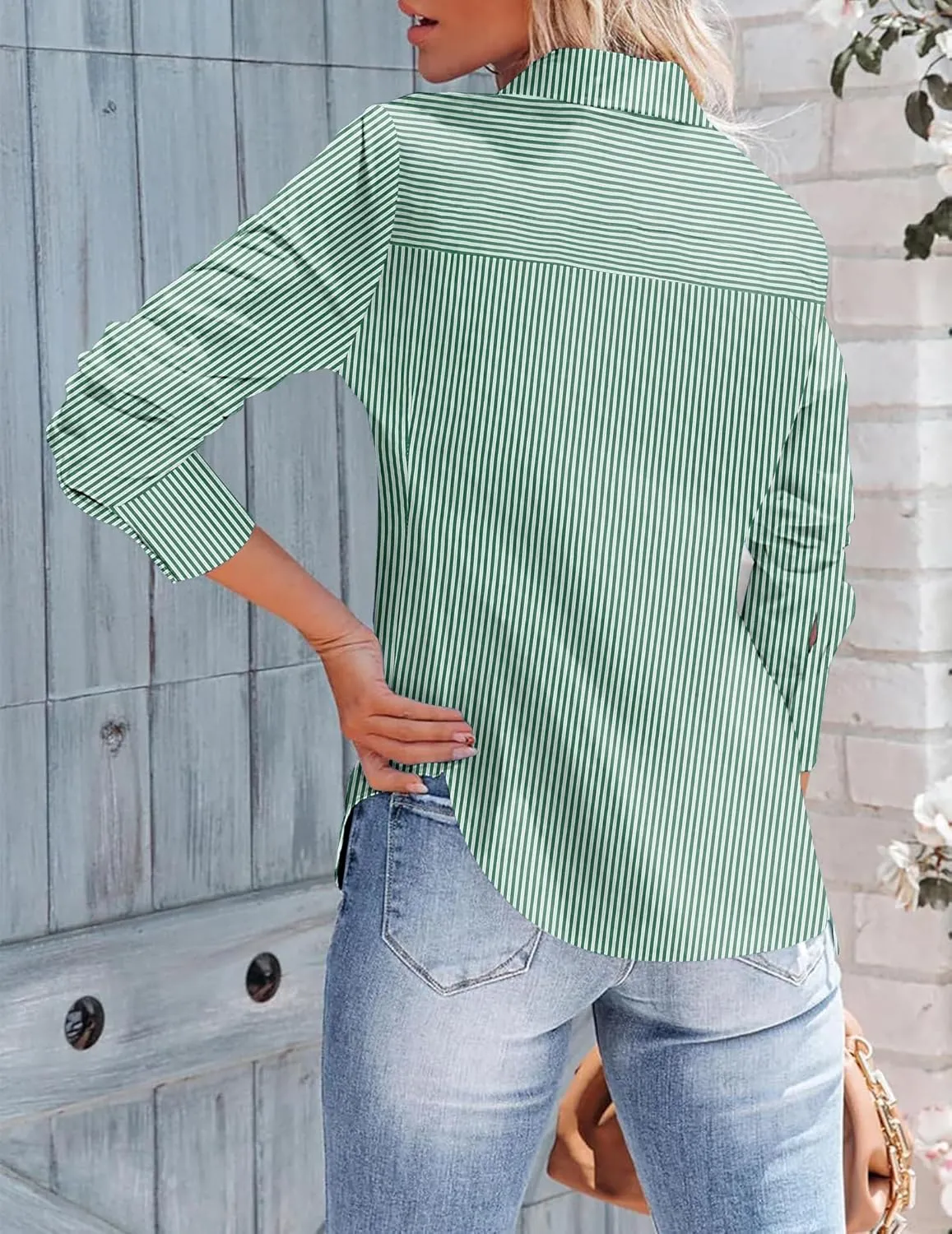Zeagoo Womens Button Down Shirts Long Sleeve V Neck Tops Wrinkle Free Collared Work Office Solid Blouses Corset Tops