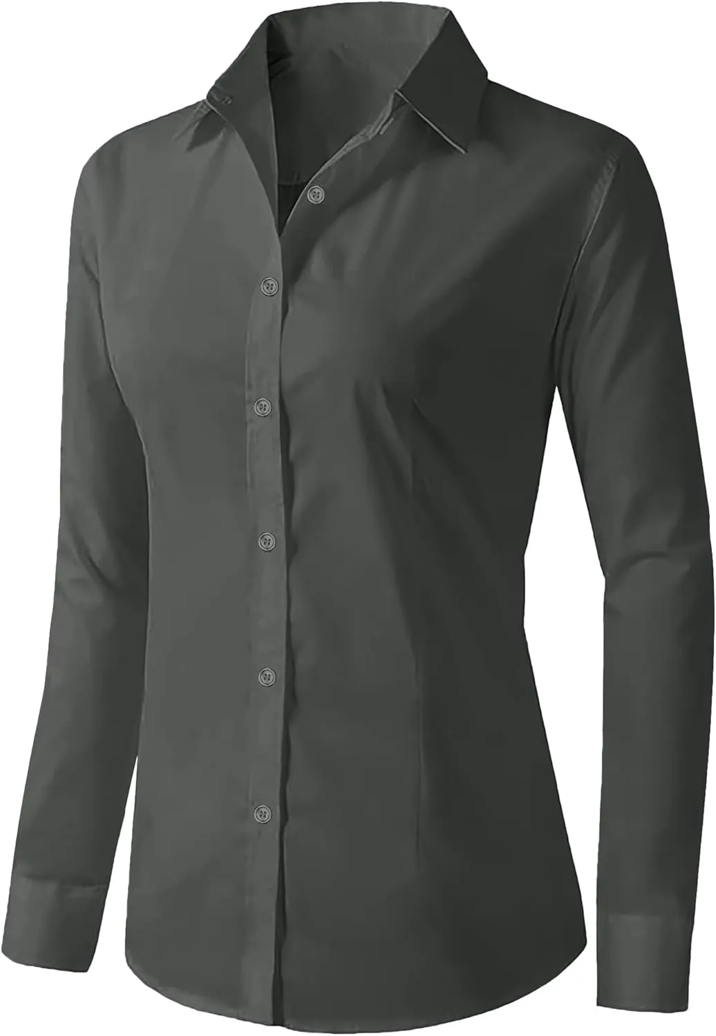 Zeagoo Womens Button Down Shirts Long Sleeve V Neck Tops Wrinkle Free Collared Work Office Solid Blouses Corset Tops